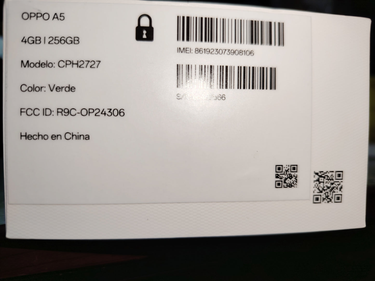 Celular OPPO A5 nuevo